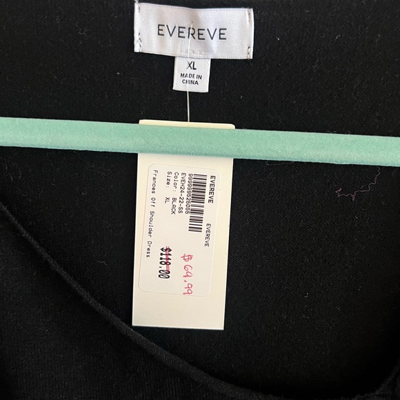 EVEREVE lightweight sweater dress with cute neck detail. Black. NWT. Size XL. - Picture 6 of 8